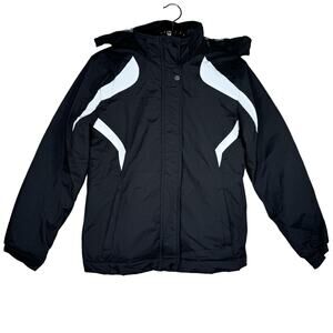 Z-SHOW Black Full Zip High Neck Winter Ski Hooded Jacket Youth 14-16 NWT